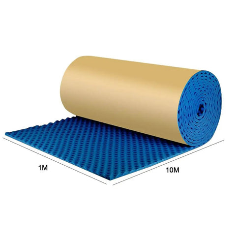 Heavy Hitter Soundproof Foam Roll, 1M x 10M blue egg crate foam roll with self-adhesive backing for home studios.