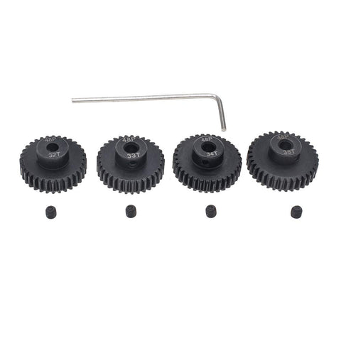 Beefed Up 48P Pinion Gear Set For RC Cars With 3.175mm Shaft Includes 32T 33T 34T 35T 48DP Pitch Hardened Steel Upgrade Part
