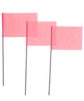 Pink High Visibility Boundary And Survey Flags Set For Job Sites With Two And One Half By Four And One Quarter Inch Flags And Twenty One Inch Stems Bright Layout Markers One Thousand Pack For Boundary Lines And Utility Marking.