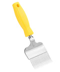 Stainless Steel Honeycomb Uncapping Fork For Beekeeping with yellow plastic handle, durable hive tool for inspection and capping removal