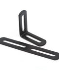 Heavy Duty Aluminum Extrusion Corner Brackets Kit with ultra-strong L shape brackets, shown in close-up view of two black metal brackets.