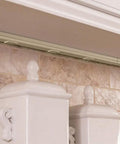 Ivory Wall Mount Power Strip With 6 Outlets 3 Foot Steel Under Counter Cable Management Center installed under kitchen counter.