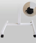 Adjustable Mobile Laptop Stand With Smooth Rolling Casters Portable Standing Desk heavy duty frame with black wheels for easy mobility.