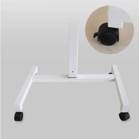 Adjustable Mobile Laptop Stand With Smooth Rolling Casters Portable Standing Desk heavy duty frame with black wheels for easy mobility.