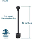 Plug And Play Nema 5-15 To Tesla Charging Adapter Compatible With Gen 2 And 3 Mobile Connector 14 Inch Cord showing 14 inches length and durable design.