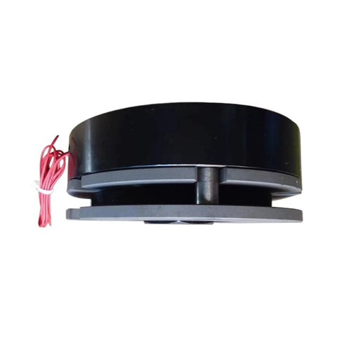 24V SMB0S2AA electromagnetic safety brake coil, side view; black housing with red wires.