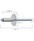 150 Pack Aluminum Blind Rivets, Three Sixteenths By One Half Inch Large Cap Open End Rivets For Metal Panels And Auto Projects