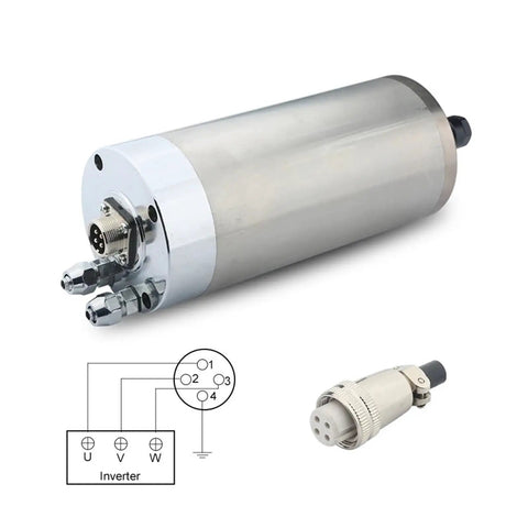 1.5Kw Water Cooled Spindle Motor At 40000Rpm Drops Killer Torque And Smooth Action On Your CNC Router Rig featuring a metallic finish and connection diagram.
