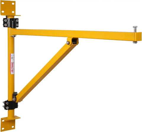 Solid Doppy Wall Mount Jib Crane Heavy Duty Hoist Bracket 180 Degree Swivel Scaffold Lifting Arm Carbon Steel, yellow construction, space-saving design.
