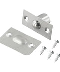 Top Quality Ball Catch For Cabinet Doors With Hidden Invisible Spring Latch Mechanism And Stainless Steel Bead Clamp, shown with screws.