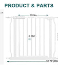 Components of Extra Wide Indoor Baby Gate With Auto Close And Hold Open, Tension Mounted Pet Gate For Doorways And Stairs