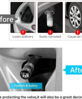 Comparison of before and after using Honda Aluminum Alloy Tire Valve Stem Caps 4 Piece Set Black For Accord Civic CR-V Pilot cars