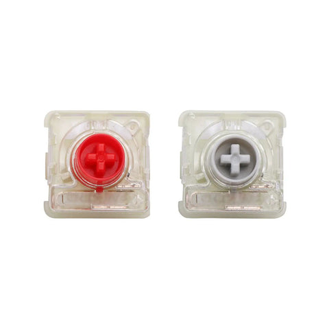 Ultra Thin Premium RGB Mechanical Switches Low Profile Linear Keys High End Custom Hot Swappable Laptop Typing Deck Silver Red Trigger 10 Pack, red and grey key switches.