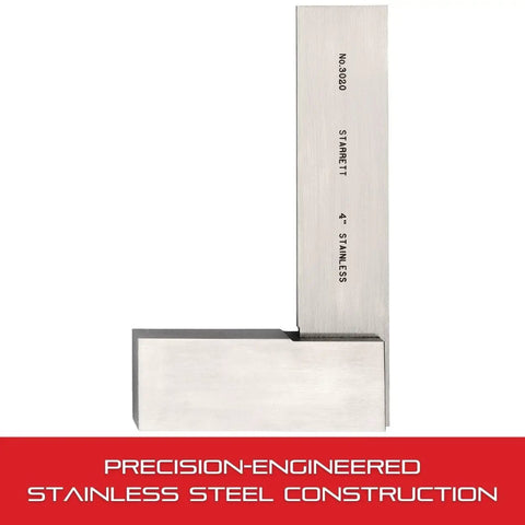 Pro Grade Steel Square 4 Inch For Machinists And Woodworkers, Double-arm layout tool with engraved measurements, precision 0.005mm per 150mm.