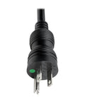 Close-up of plug on Safe-IT Rugged Hospital-Grade Power Strip For Patient Care Areas UL 1363A Compliant, 3ft Coiled Extension Cord