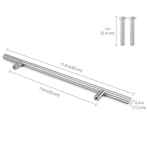 5 Pack Stainless Steel Kitchen Cabinet Handles T Bar Drawer Pulls 12 Inch Length With 7.5 Inch Center Spacing Satin Brushed Nickel Hardware