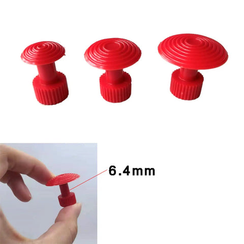Red gasket pullers of DIY Car Dent Fix Kit With Suction Cup Gasket Puller For Auto Body And Home Appliances, 6.4mm size shown
