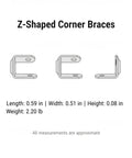 10 Pack Z Shaped Corner Braces Chrome Plated Steel Right Angle Connectors dimensions diagram