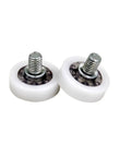 Two 10 Pc Drawer Bearing Wheel Set DR26C6L8W7M6 M6x26x7mm Drawer Slide Roller Replacement Parts, white finish, close-up view