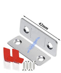 12 Pack Ultra Thin Magnetic Cabinet Catches With Invisible Adhesive shown with screws and adhesive strips, 42mm size detail