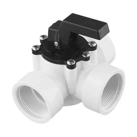 Heavy Duty Three Way PVC Diverter Valve For Swimming Pool And Spa with smooth handle and three fittings for easy installation.