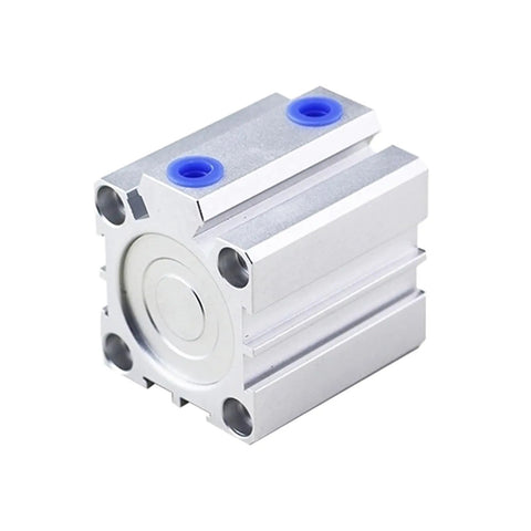 Workhorse Double Acting Compact Pneumatic Cylinder 40mm Bore X 80mm Stroke Thin Block Air Actuator showing aluminum body and ports.