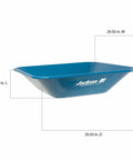 Heavy Duty Mortar Pan With 3 Cubic Foot Capacity For Mixing Mortar And Plaster, Seamless Steel Mixing Pan Built Tough For The Jobsite, Durable Construction For Big Batches, showing dimensions of 29.5 x 29.5 x 7 inches