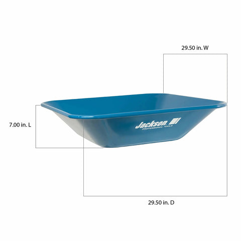 Heavy Duty Mortar Pan With 3 Cubic Foot Capacity For Mixing Mortar And Plaster, Seamless Steel Mixing Pan Built Tough For The Jobsite, Durable Construction For Big Batches, showing dimensions of 29.5 x 29.5 x 7 inches