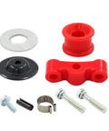 Plug And Play Linkage Bushing Hardware Kit With Pin Clip And Spring Replacement For 1988 1991 Civic And B Series Cars Direct Fit Upgrade To Improve Shifts And Beef Up The Gear Linkage, red bushings and metal hardware