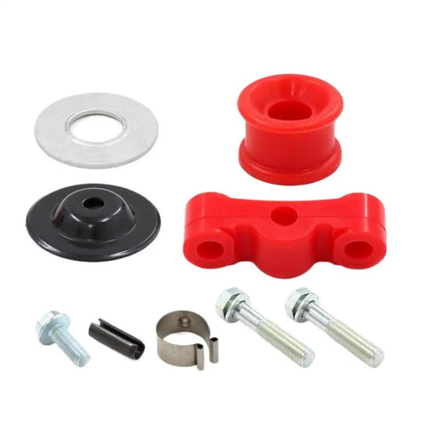 Plug And Play Linkage Bushing Hardware Kit With Pin Clip And Spring Replacement For 1988 1991 Civic And B Series Cars Direct Fit Upgrade To Improve Shifts And Beef Up The Gear Linkage, red bushings and metal hardware