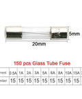 Pro Grade Car Glass Tube Fuse Kit With 150 Quick Blow Fuses 5X20mm Plus 20 Seat Fuses And 5 Inline Screw Holders In Transparent Box