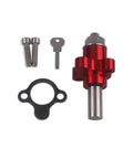 Heavy Duty Red Aluminum Cam Chain Tensioner Kit For CBR600RR 2003 To 2018 with two screws, key, and gasket.