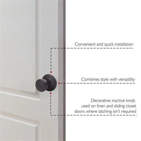 Tulip Brass Dummy Door Knob In Matte Black Finish For Linen Closet And French Doors with installation notes