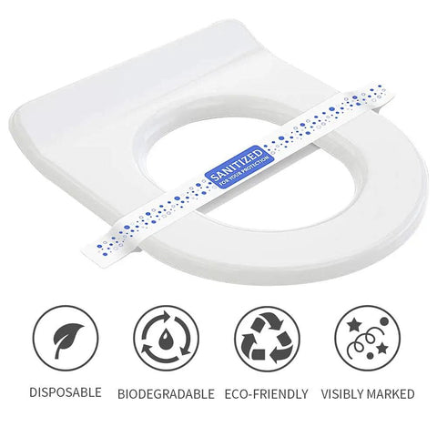 2000 Count Printed Toilet Seat Band Paper Seat Strips 1.5 Inch Wide By 16.5 Inch Long For Hospitals Hotels And Motels Blue White