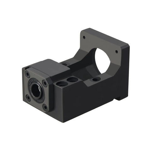 Front view of ANWOK steel mounting bracket for NEMA 23 motor with circular bore and screw holes