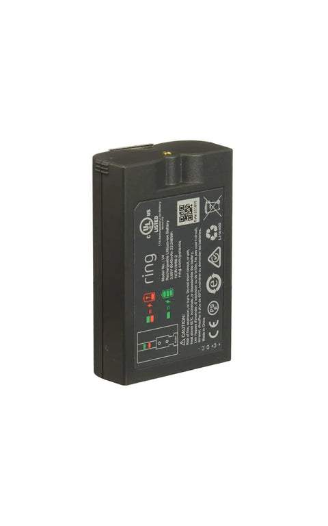 Quick Release Rechargeable Battery Pack Solid Backup Power For Ring Doorbells And Outdoor Cameras showing LED indicators and side view.