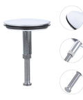 2pcs Brass Bathtub Drain Plug with Flat Seal and Rotating Design, detailed close-up of flat top and threaded stem.