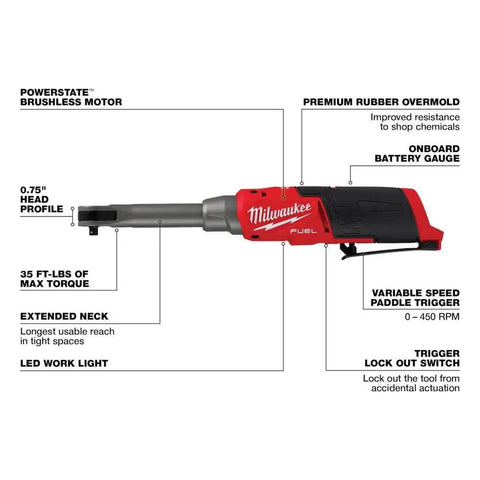 Badass 3/8 Inch Extended Reach High Speed Ratchet Built With A Pro Powerstat Brushless Motor and Metal Trigger features. 