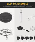 Assembly parts for Round Rolling Stool with Footrest and PU Leather Seat Adjustable 360 Degree Swivel Wheels Office Chair