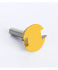 Premium 1/2-Inch Drawer Lock Router Bit With Straight Tenon Knife for Super Strong Wood Drawers And Quick Precision Joinery Projects That Build Like A Boss, yellow carbide tip router bit with steel shank.