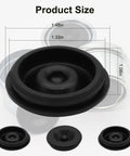 2.75 Inch Trailer Hub Bearing Dust Caps Kit With 4 Pack Rubber Plugs displaying product size with dimensions