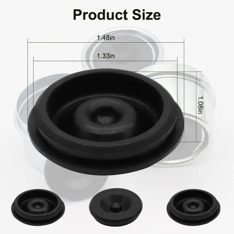 2.75 Inch Trailer Hub Bearing Dust Caps Kit With 4 Pack Rubber Plugs displaying product size with dimensions