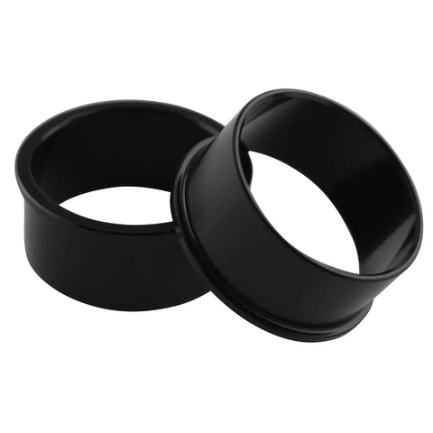Two black aluminium alloy central-axis adapter rings, 24-22mm reducing sleeve for bicycles