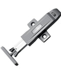 Push Latches With Rebound Locking Device For Cabinets And Drawers, Touch Open Catches Without Handles, gray ABS latch mechanism.