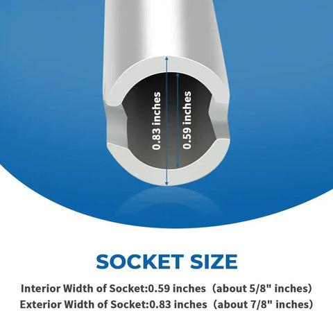 Socket size details for Crank Handle For Coleman Fleetwood Pop Up Camper With Rotatable Plastic Grip Durable Iron Construction Replacement Tool Four And A Quarter Inch Length Easily Opens Tent Camper Trailer.