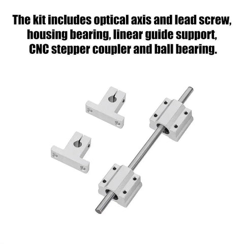 T8 Guide Screw Kit With Shaft Coupling 200mm Horizontal Optical Axis 8mm Guide Rail Shaft Pillow Block Bearings parts
