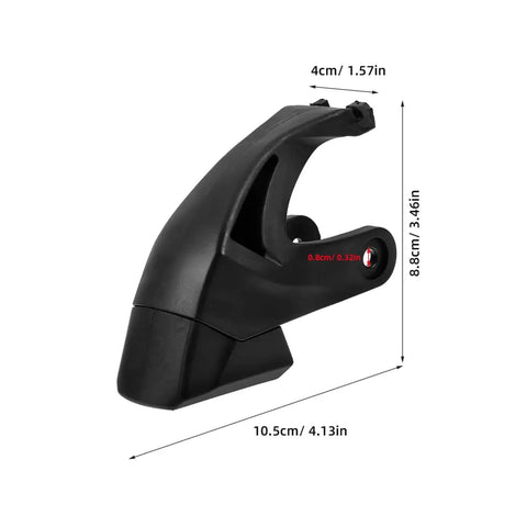 Black Roller Skate Brake Pad Replacement 4.13 X 3.46 X 1.57 Inch Universal Inline Heel Brake with dimensions, single pad view.