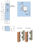 Technical drawing of Inline Lift-Off Hinge Detachable Release Hinge One-Piece Zinc Die-Casting Black Powder Coated Finish M2.5x10