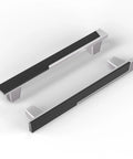 Four Pack Two Tone Silver And Black Cabinet Handles And Drawer Knobs 5 Inch Square Zinc Alloy Kitchen Cabinet Pulls, brushed nickel finish