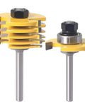 Two Piece Slot Cutter Router Bit Set With Bearings One Quarter Inch Shank Six Cutting Widths For Precise Grooves Adjustable